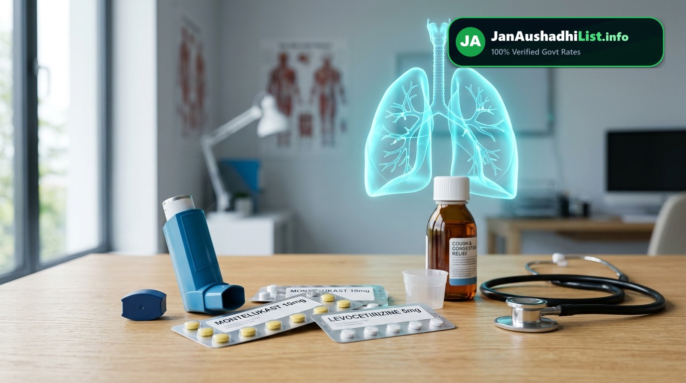 एलर्जी, सर्दी-खांसी और सांस/अस्थमा की जन औषधि दवाएं: Montair LC, Levocetirizine, Asthalin Inhaler की पूरी मूल्य सूची (2026 गाइड) — Jan Aushadhi Guide