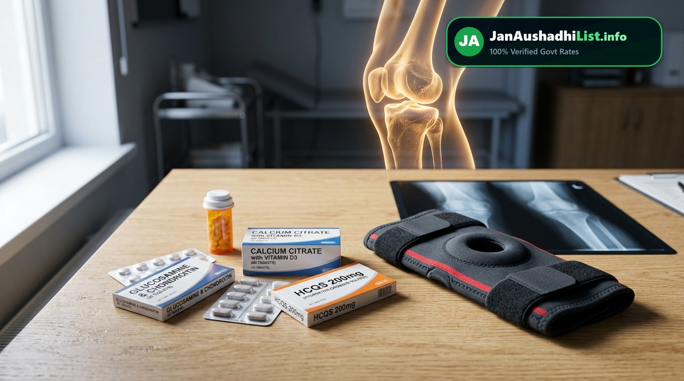 हड्डी, जोड़ और गठिया/आर्थराइटिस (Arthritis) की जन औषधि दवाएं: Glucosamine, Calcium, Hydroxychloroquine (2026 गाइड) — Jan Aushadhi Guide
