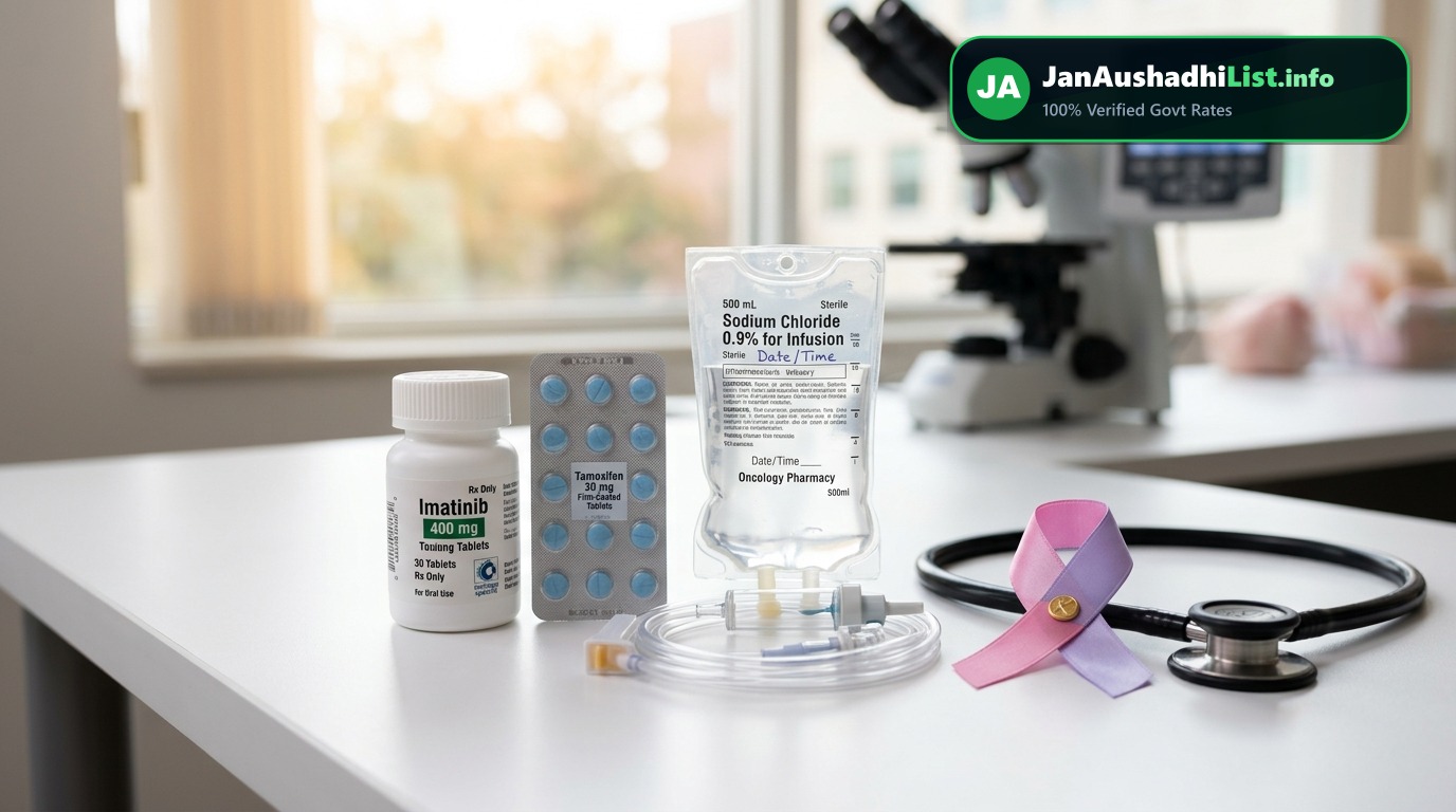 कैंसर और कीमोथेरेपी की जन औषधि दवाएं: Imatinib, Erlotinib, Tamoxifen, Trastuzumab (2026 गाइड) — Jan Aushadhi Guide