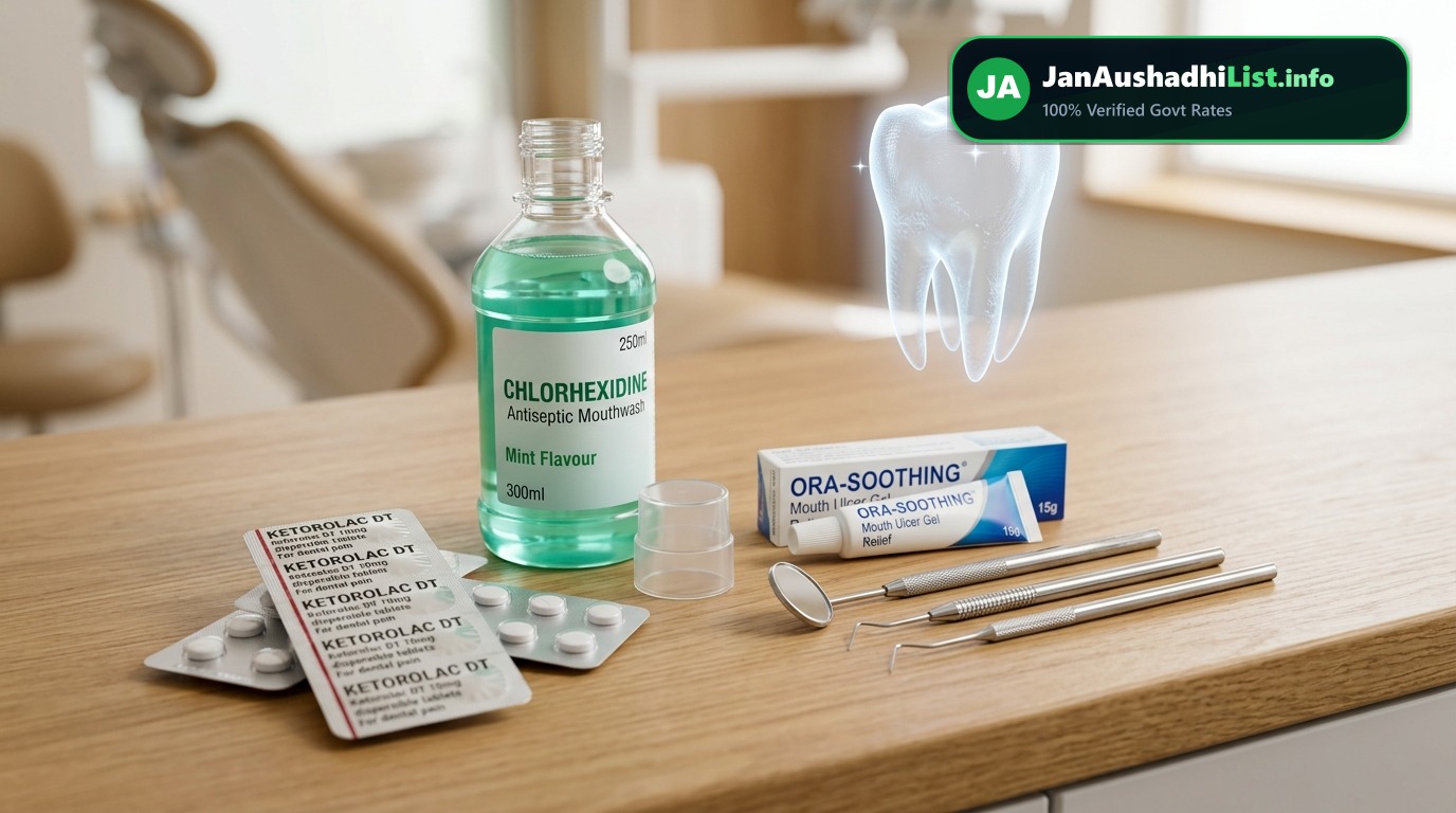 डेंटल केयर और दांत दर्द/मसूड़ों की जन औषधि दवाएं: Ketorolac DT, Amoxicillin, Chlorhexidine Mouthwash (2026 गाइड) — Jan Aushadhi Guide