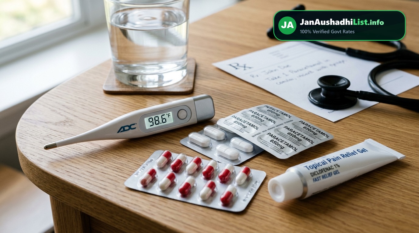 Dolo 650 और दर्द निवारक दवाओं का सच: Paracetamol, Zerodol-P, Combiflam के जन औषधि विकल्प (2026 गाइड) — Jan Aushadhi Guide