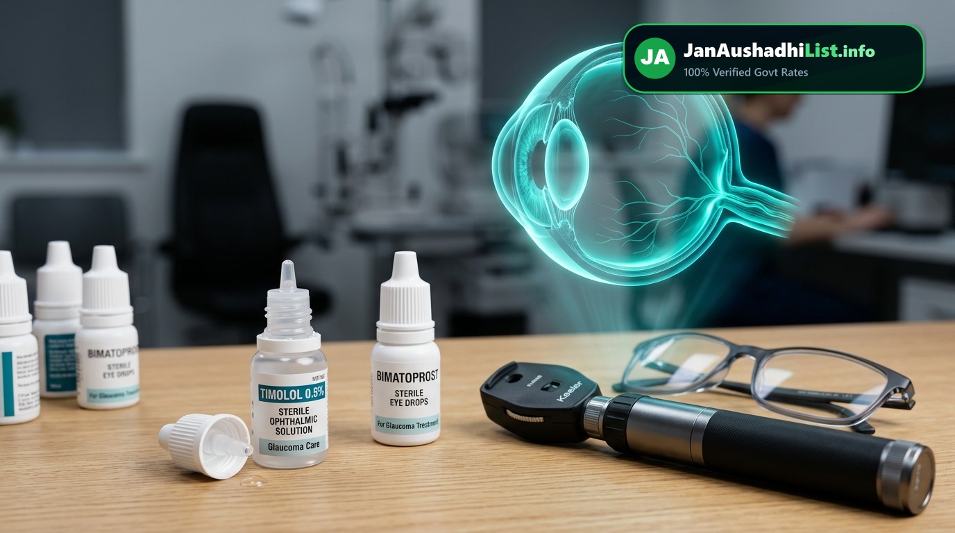 आंखों की रोशनी, मोतियाबिंद और ग्लूकोमा (Glaucoma) की जन औषधि दवाएं: Timolol, Bimatoprost, Latanoprost (2026 गाइड) — Jan Aushadhi Guide