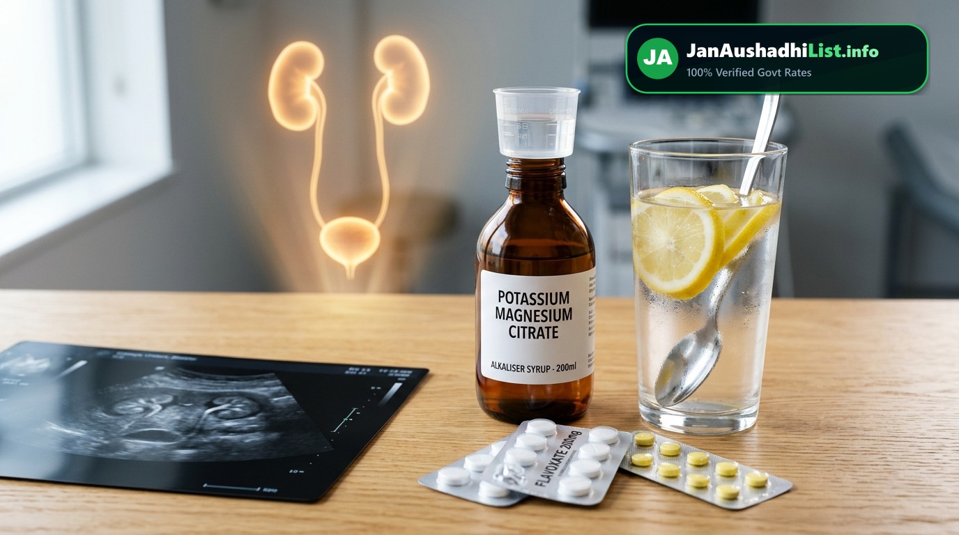 किडनी स्टोन (गुर्दे की पथरी) और यूरिनरी ट्रैक्ट की जन औषधि दवाएं: Potassium Magnesium Citrate, Tamsulosin, Cital (2026 गाइड) — Jan Aushadhi Guide