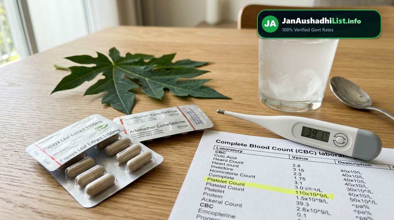 मलेरिया, डेंगू और चिकनगुनिया की जन औषधि दवाएं: Chloroquine, Artemether, Papaya Leaf Extract (2026 गाइड) — Jan Aushadhi Guide