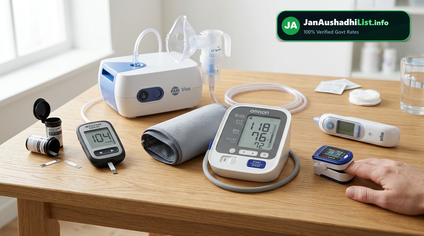 जन औषधि सर्जिकल उपकरण और मेडिकल डिवाइसेज: BP Machine, Glucometer, Nebulizer, Vaporizer से 70% तक बचत (2026 रेट लिस्ट) — Jan Aushadhi Guide